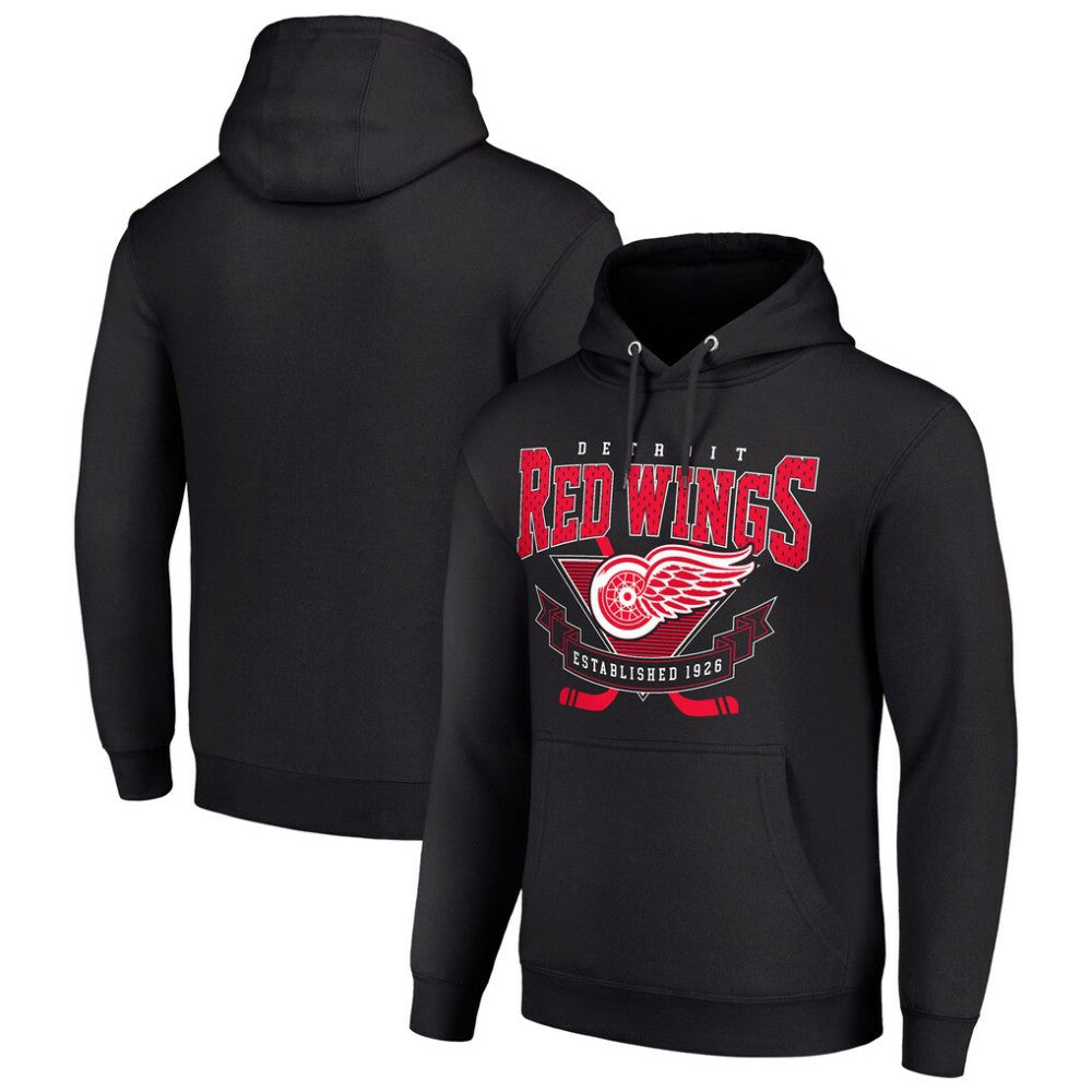 Detroit Red Wings - Starter Team Logo Graphic Fleece Tri-Blend Pullover Hoodie Black
