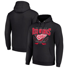 Detroit Red Wings - Starter Team Logo Graphic Fleece Tri-Blend Pullover Hoodie Black