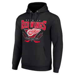 Detroit Red Wings - Starter Team Logo Graphic Fleece Tri-Blend Pullover Hoodie Black