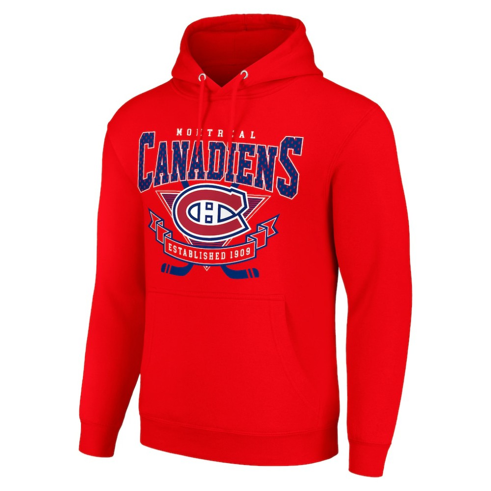 Montreal Canadiens - Starter Team Logo Graphic Fleece Tri-Blend Pullover Hoodie Red