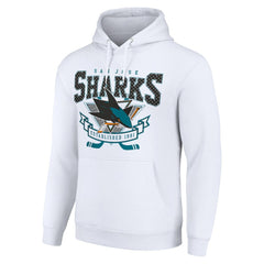San Jose Sharks - Starter Team Logo Graphic Fleece Tri-Blend Pullover Hoodie White
