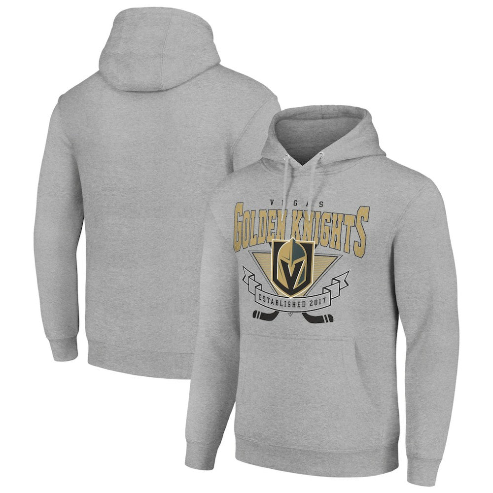 Vegas Golden Knights Starter Team Logo Graphic Fleece Tri-Blend Pullover Hoodie Heather Gray