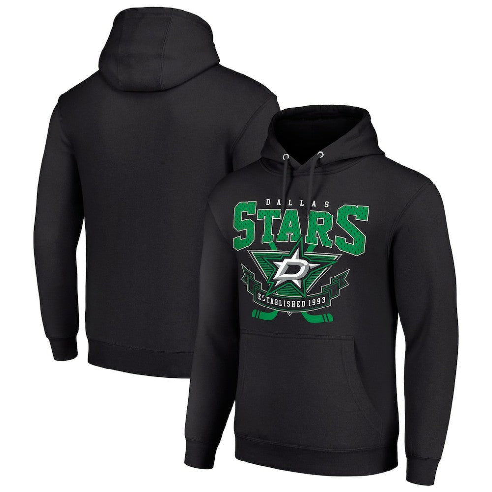Dallas Stars - Starter Team Logo Graphic Fleece Tri-Blend Pullover Hoodie Black