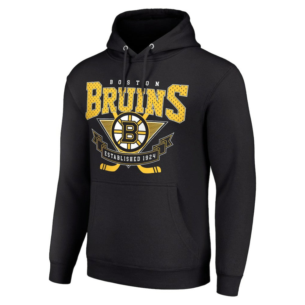 Boston Bruins Starter Team Logo Graphic Fleece Tri-Blend Pullover Hoodie Black