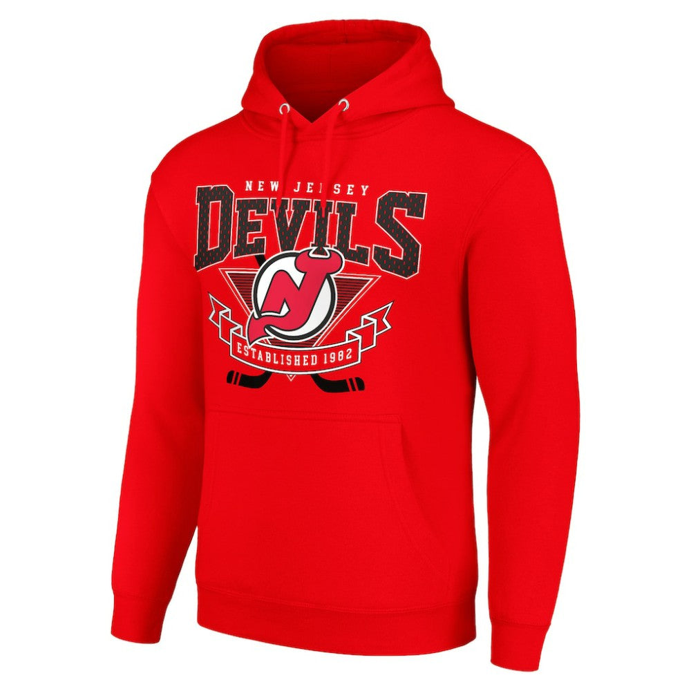 New Jersey Devils - Starter Team Logo Graphic Fleece Tri-Blend Pullover Hoodie Red
