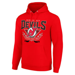New Jersey Devils - Starter Team Logo Graphic Fleece Tri-Blend Pullover Hoodie Red