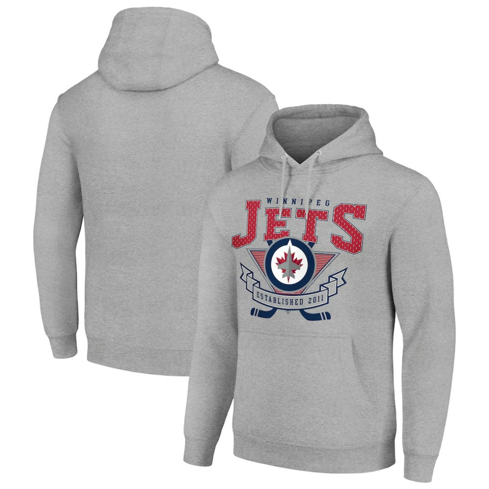 Winnipeg Jets - Starter Team Logo Graphic Fleece Tri-Blend Pullover Hoodie Heather Gray