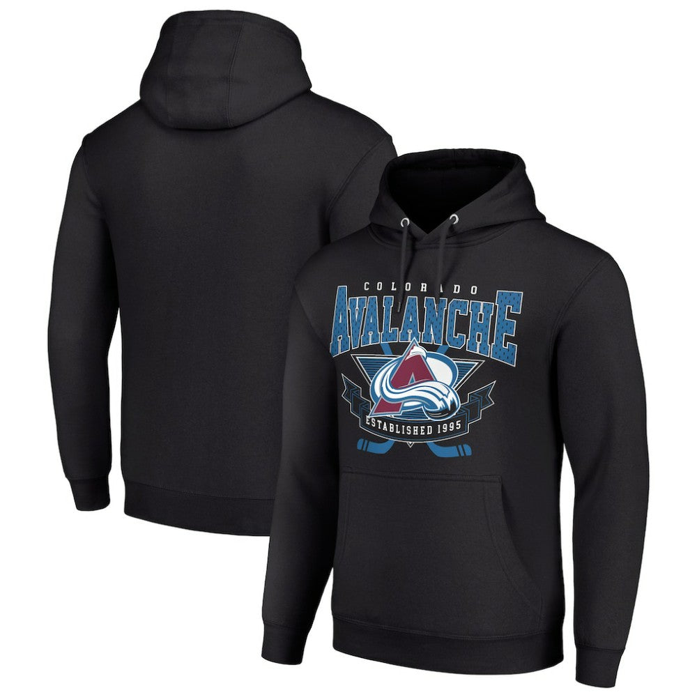 Colorado Avalanche - Starter Team Logo Graphic Fleece Tri-Blend Pullover Hoodie Black