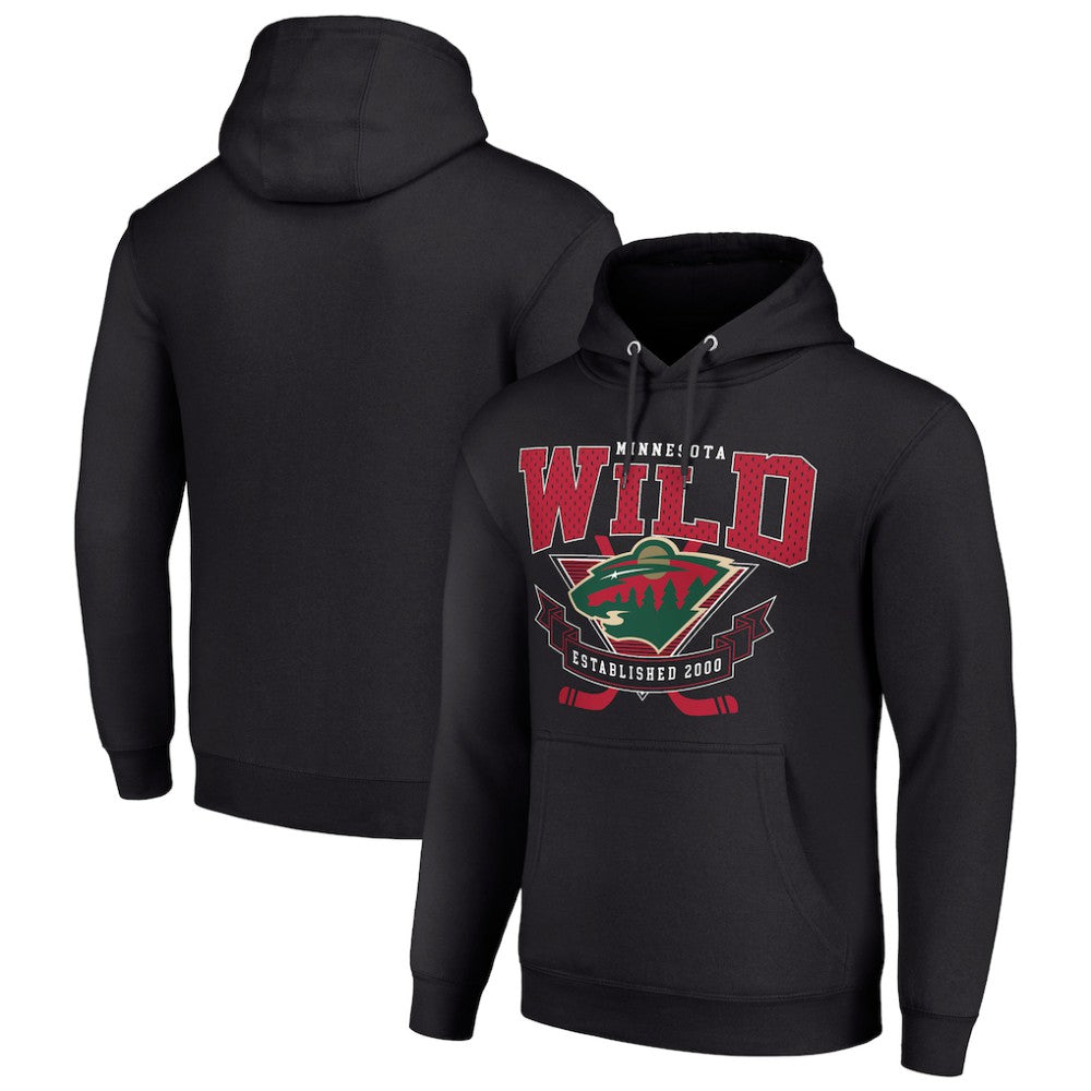 Minnesota Wild - Starter Team Logo Graphic Fleece Tri-Blend Pullover Hoodie Black