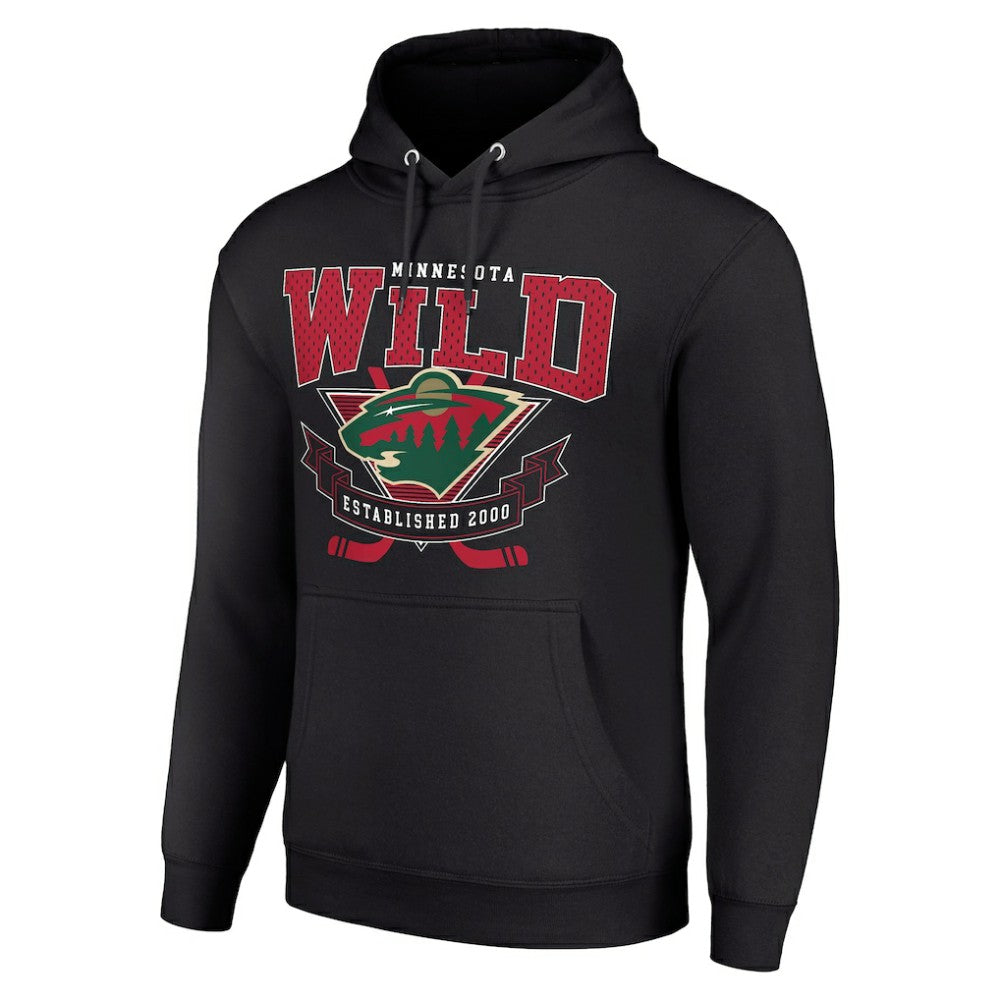 Minnesota Wild - Starter Team Logo Graphic Fleece Tri-Blend Pullover Hoodie Black