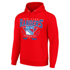New York Rangers Starter Team Logo Graphic Fleece Tri-Blend Pullover Hoodie Red