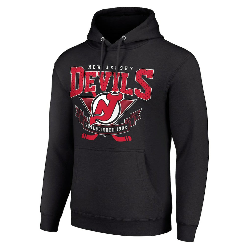 New Jersey Devils - Starter Team Logo Graphic Fleece Tri-Blend Pullover Hoodie Black