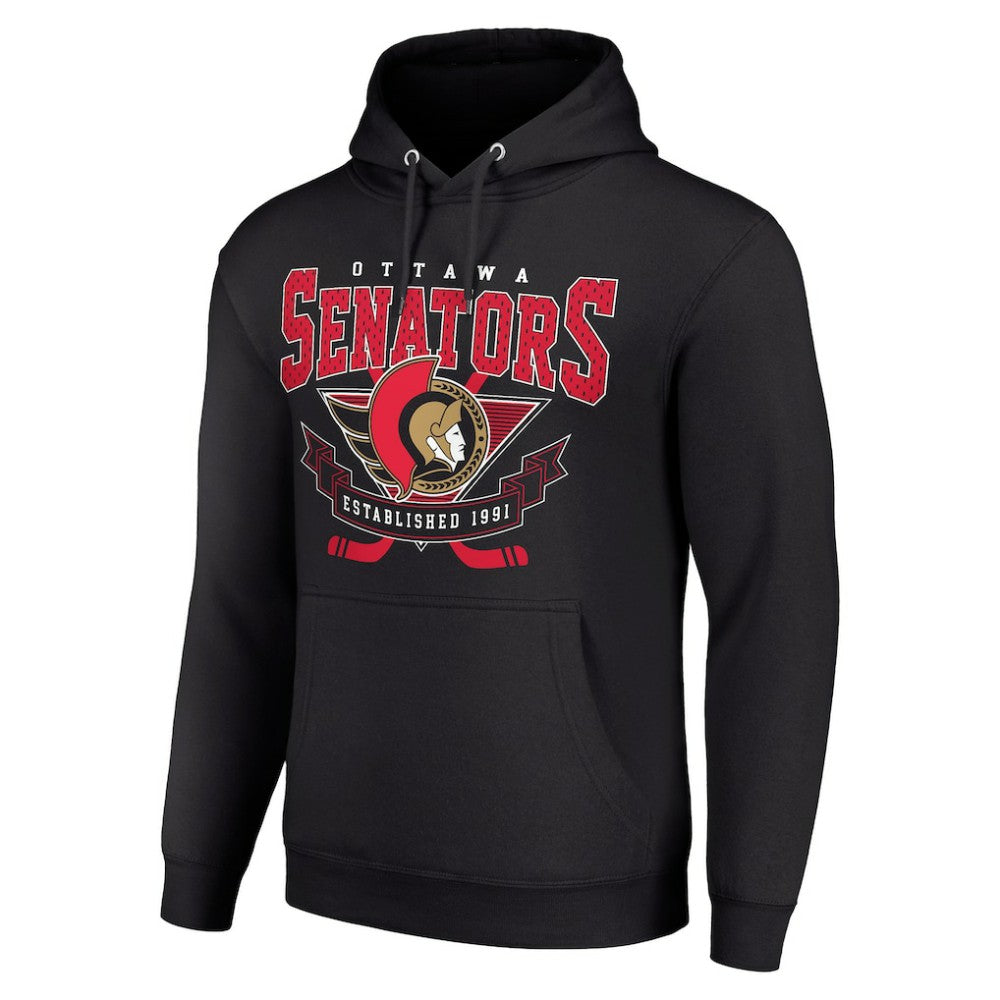 Ottawa Senators - Starter Team Logo Graphic Fleece Tri-Blend Pullover Hoodie Black