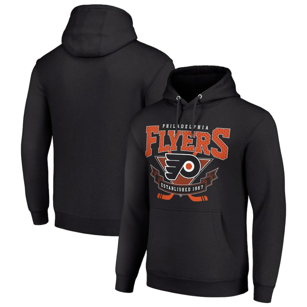 Philadelphia Flyers - Starter Team Logo Graphic Fleece Tri-Blend Pullover Hoodie Black