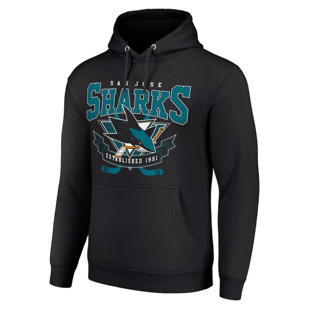 San Jose Sharks - Starter Team Logo Graphic Fleece Tri-Blend Pullover Hoodie Black