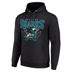 San Jose Sharks - Starter Team Logo Graphic Fleece Tri-Blend Pullover Hoodie Black