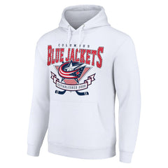 Columbus Blue Jackets - Starter Team Logo Graphic Fleece Tri-Blend Pullover Hoodie White