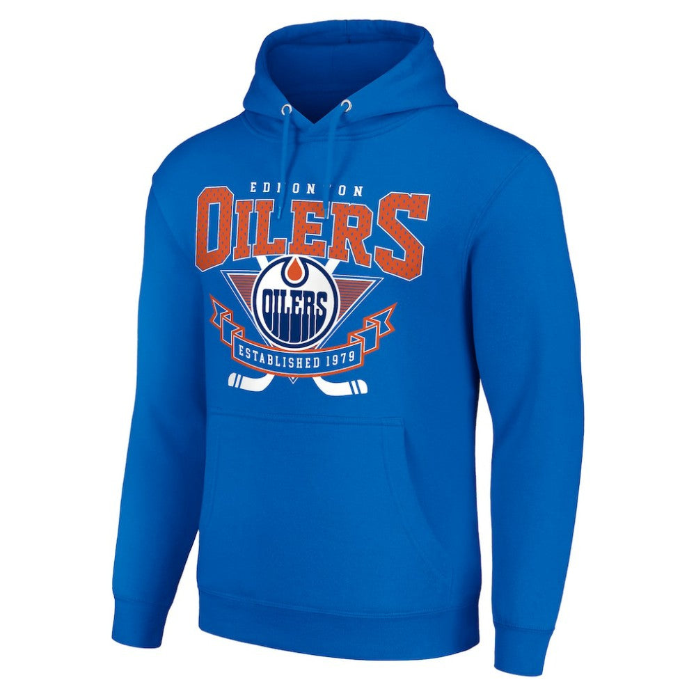 Edmonton Oilers - Starter Team Logo Graphic Fleece Tri-Blend Pullover Hoodie Royal