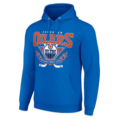 Edmonton Oilers - Starter Team Logo Graphic Fleece Tri-Blend Pullover Hoodie Royal