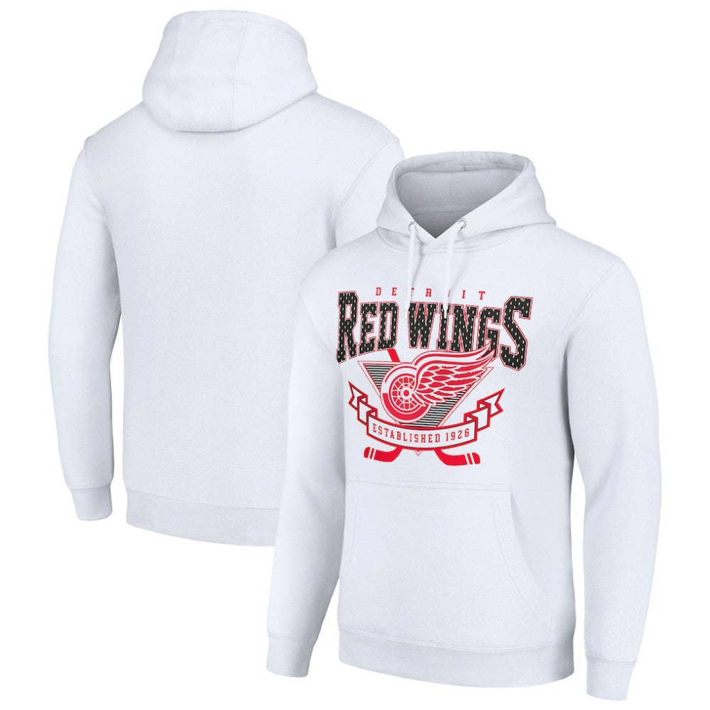 Detroit Red Wings - Starter Team Logo Graphic Fleece Tri-Blend Pullover Hoodie White