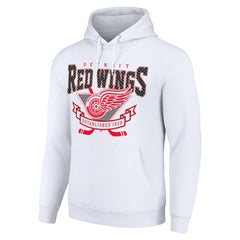 Detroit Red Wings - Starter Team Logo Graphic Fleece Tri-Blend Pullover Hoodie White