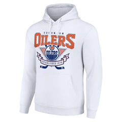 Edmonton Oilers - Starter Team Logo Graphic Fleece Tri-Blend Pullover Hoodie White