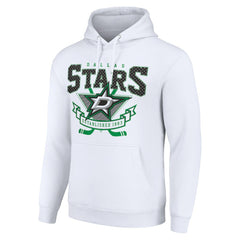 Dallas Stars - Starter Team Logo Graphic Fleece Tri-Blend Pullover Hoodie White