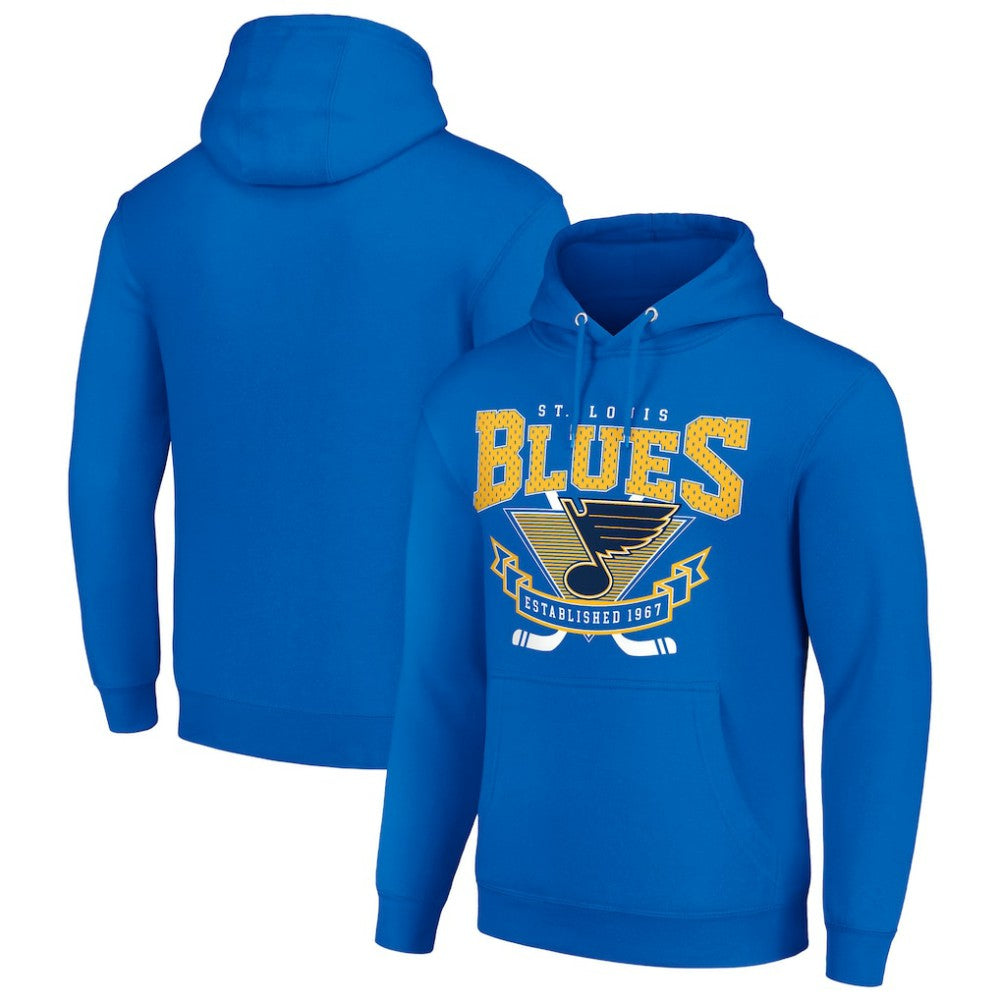 St. Louis Blues - Starter Team Logo Graphic Fleece Tri-Blend Pullover Hoodie Blue