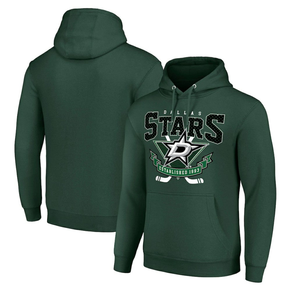 Dallas Stars - Starter Team Logo Graphic Fleece Tri-Blend Pullover Hoodie Olive