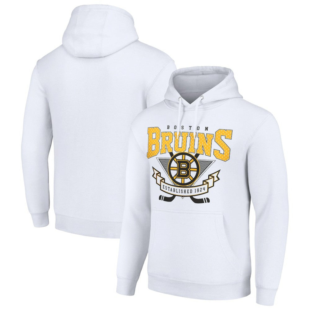 Boston Bruins Starter Team Logo Graphic Fleece Tri-Blend Pullover Hoodie White