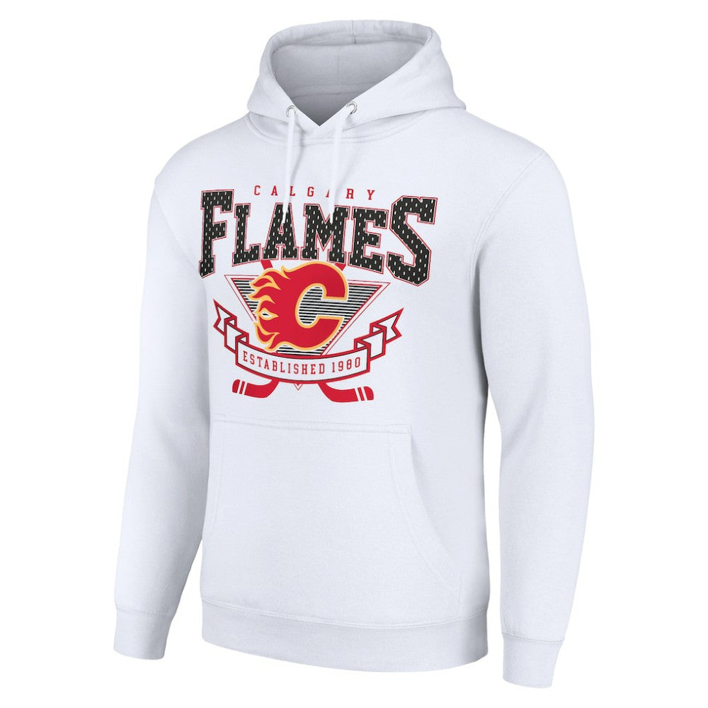 Calgary Flames - Starter Team Logo Graphic Fleece Tri-Blend Pullover Hoodie White