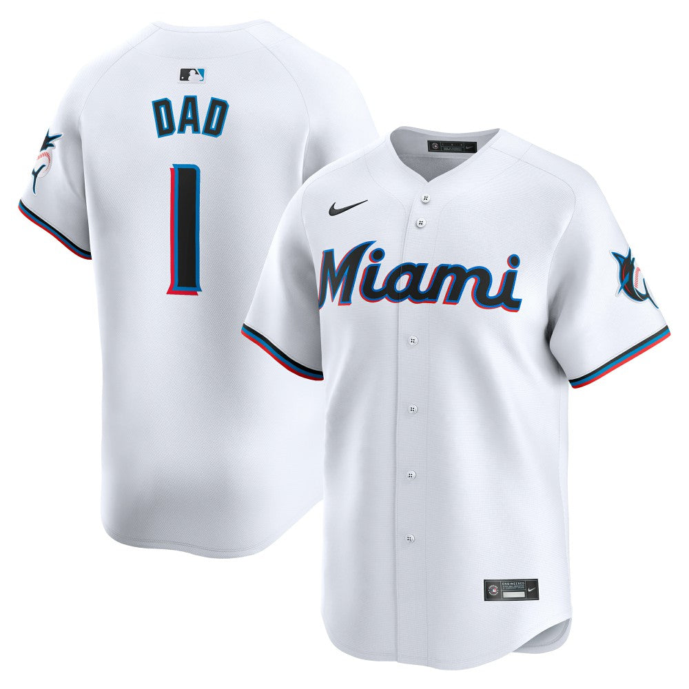 Miami Marlins Nike #1 Dad Home Limited Jersey - White | MLB Jerseys