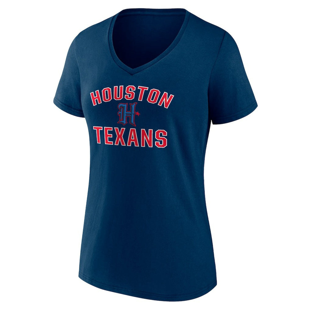 Houston Texans Women's Secondary Logo Victory Arch V-Neck T-Shirt Navy - NFL