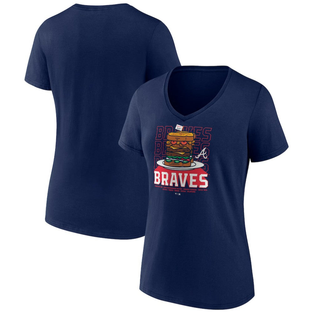 Atlanta Braves Women's Blooper Burger V-Neck T-Shirt for sale
