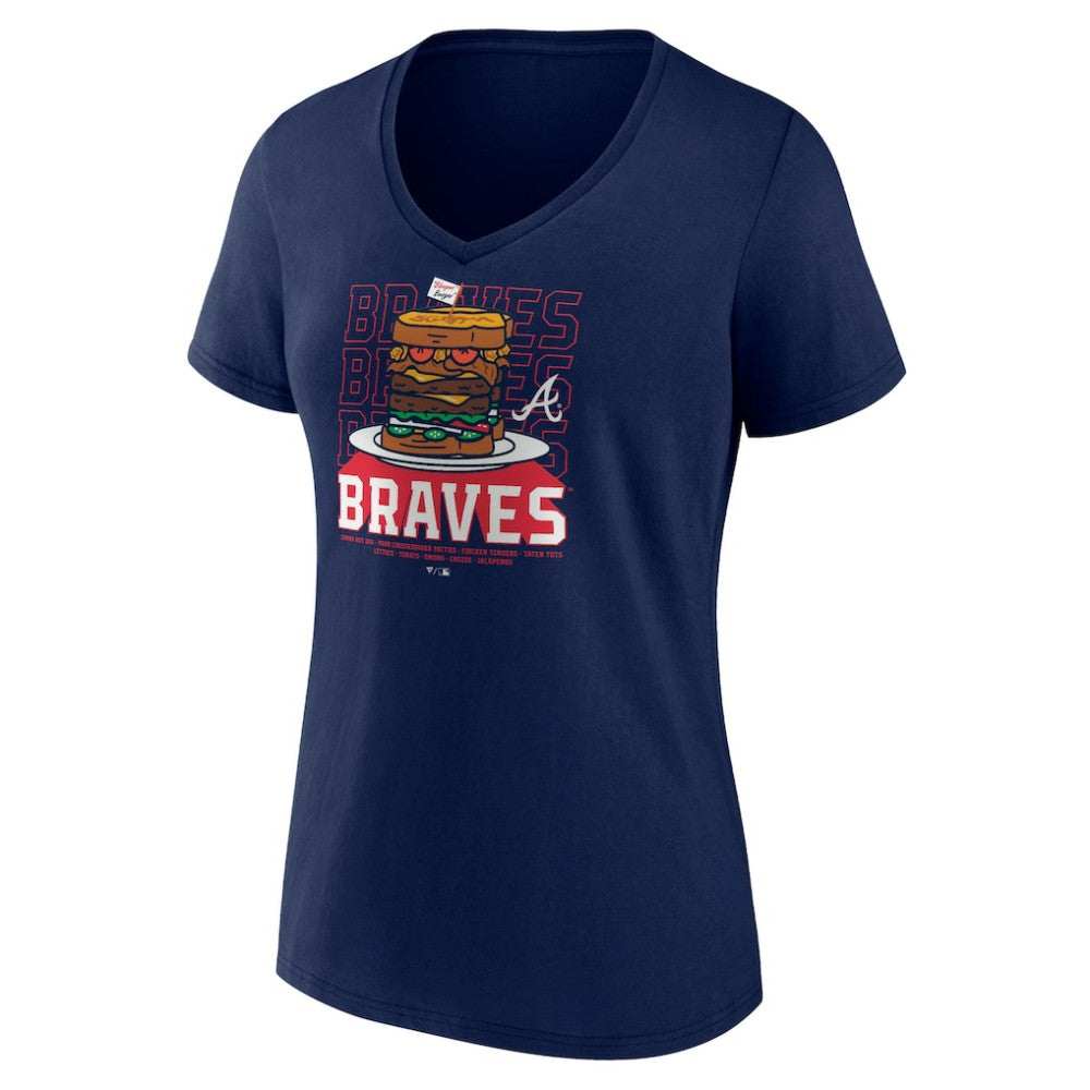 Atlanta Braves Women's Blooper Burger V-Neck T-Shirt for sale