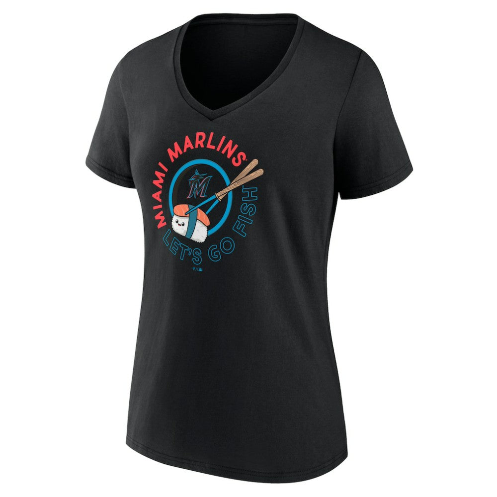 Miami Marlins Women's Let's Go Fish V-Neck T-Shirt Near Me