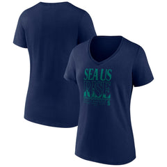 Seattle Mariners Women's Sea Us Rise V-Neck T-Shirt for sale