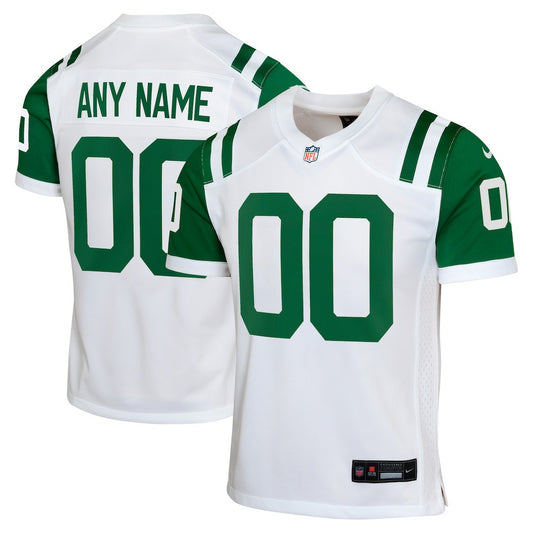 New York Jets Youth Classic Alternate Custom Replica Jersey - White | NFL Jerseys
