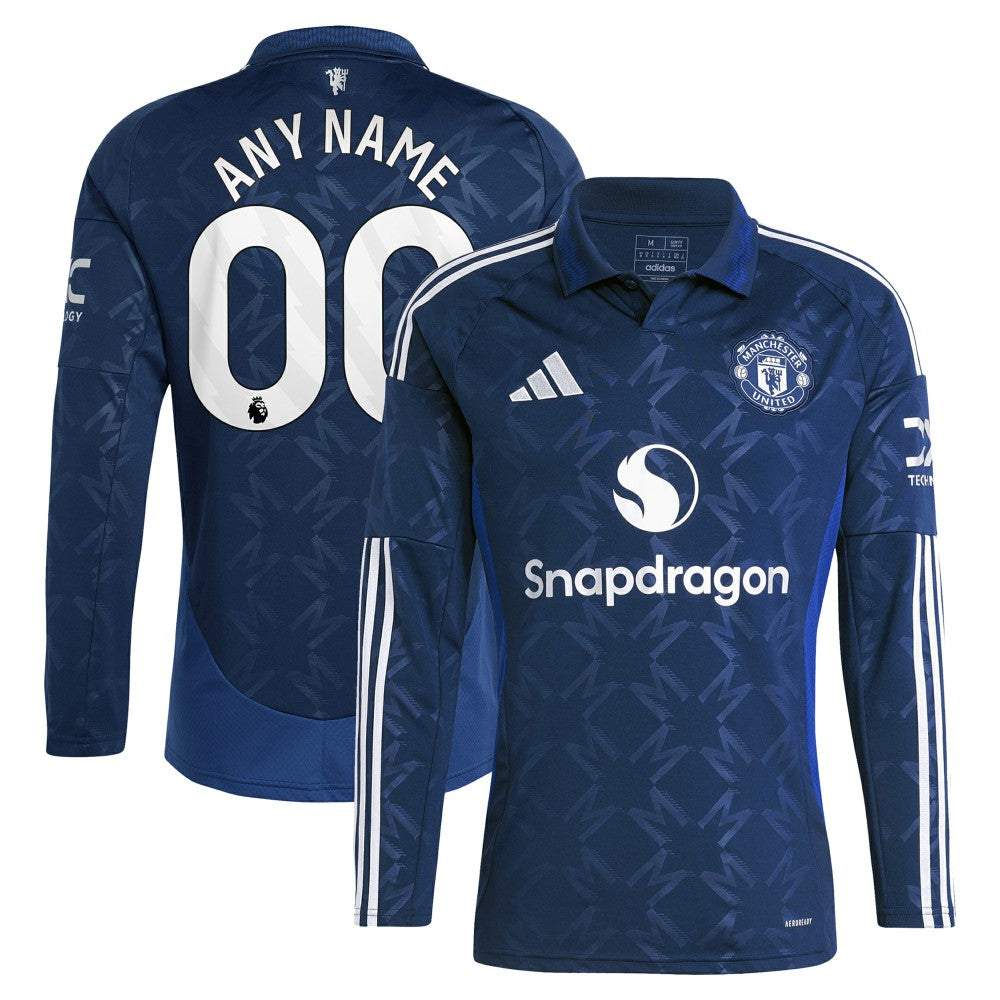 Adidas Manchester United 2024/25 Away Replica Long Sleeve Custom Jerseys - Navy