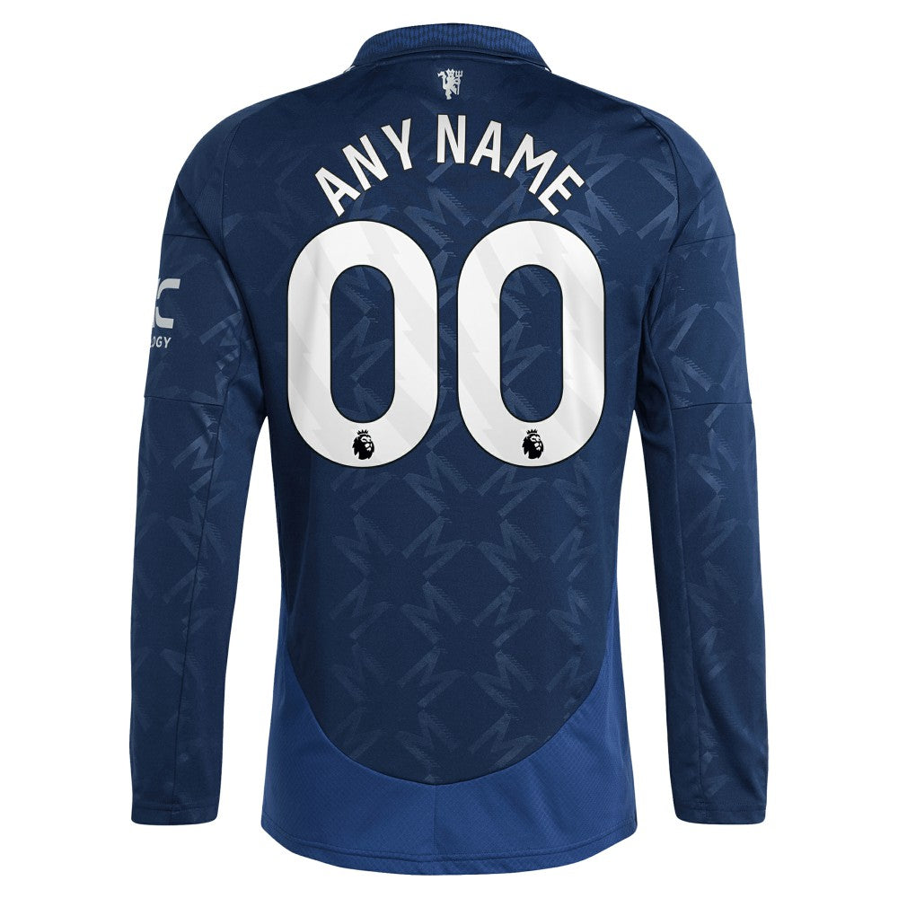 Adidas Manchester United 2024/25 Away Replica Long Sleeve Custom Jerseys - Navy