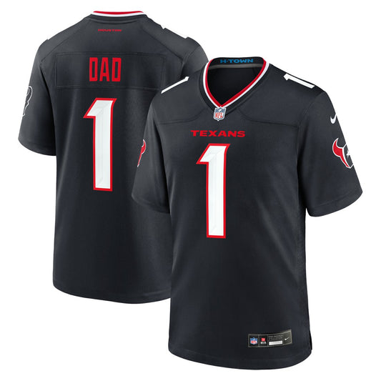 Houston Texans #1 Dad Game Jersey - Navy | NFL Jerseys