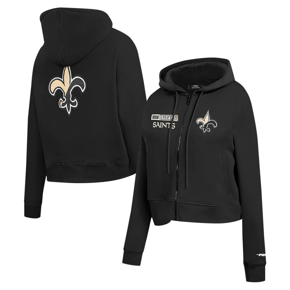 New Orleans Saints Pro Standard Women's Split Logo Full-Zip Hoodie Black - NFL