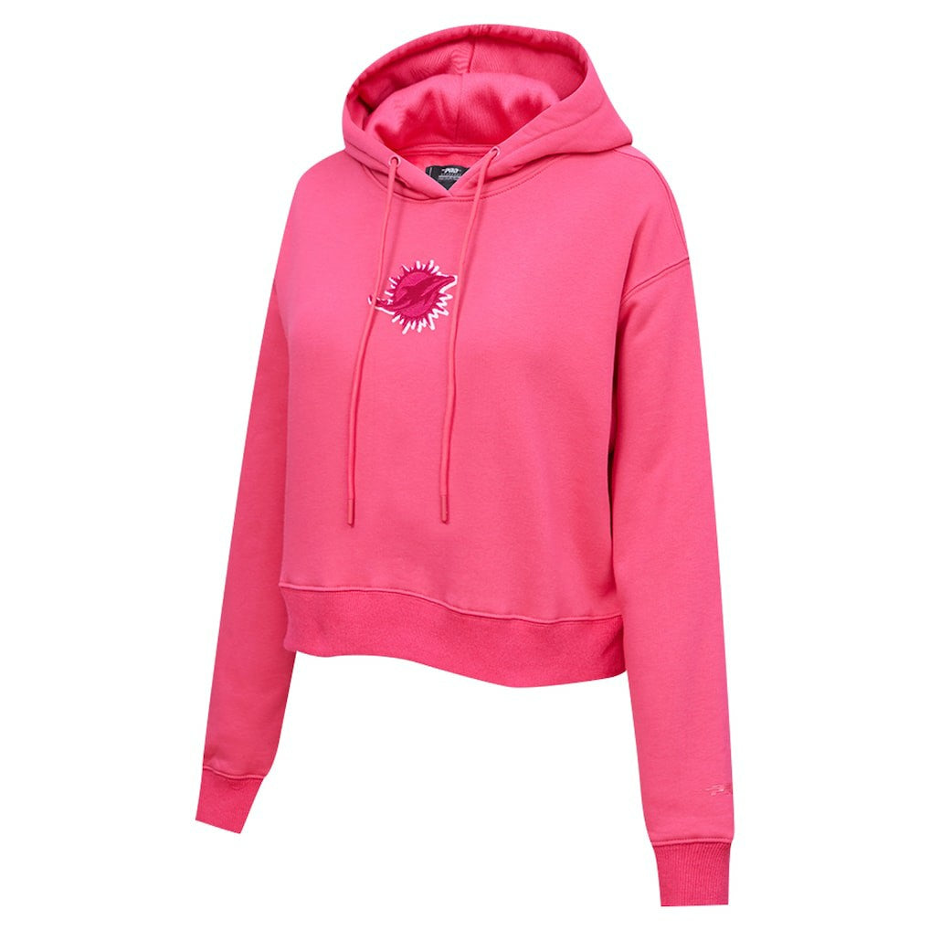Miami Dolphins Pro Standard Women's Triple Pink Cropped Fleece Pullover Hoodie Pink - NFL