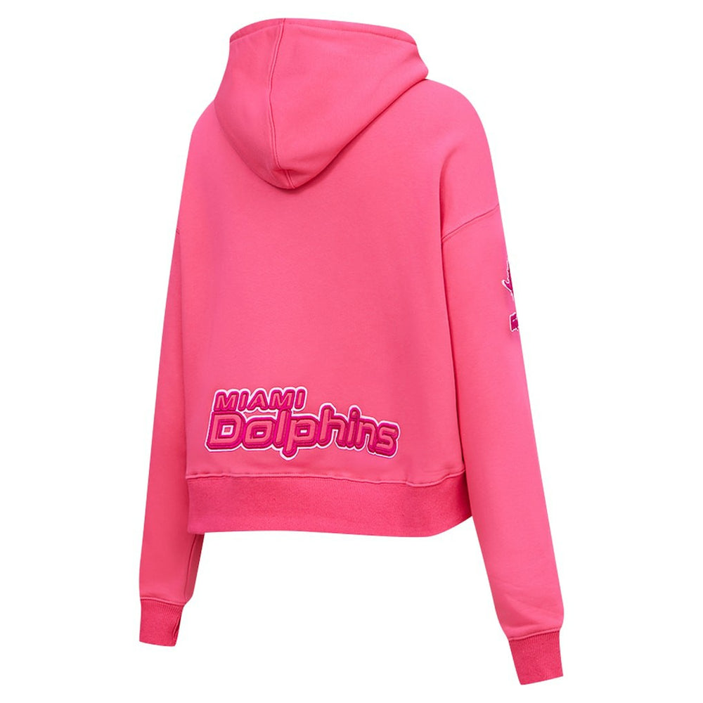 Miami Dolphins Pro Standard Women's Triple Pink Cropped Fleece Pullover Hoodie Pink - NFL