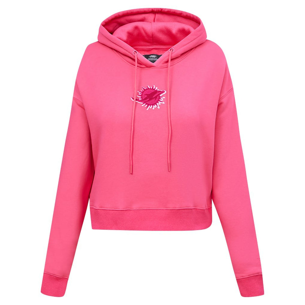 Miami Dolphins Pro Standard Women's Triple Pink Cropped Fleece Pullover Hoodie Pink - NFL