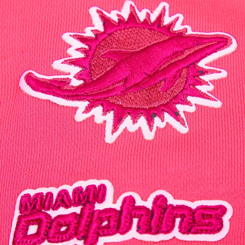 Miami Dolphins Pro Standard Women's Triple Pink Cropped Fleece Pullover Hoodie Pink - NFL