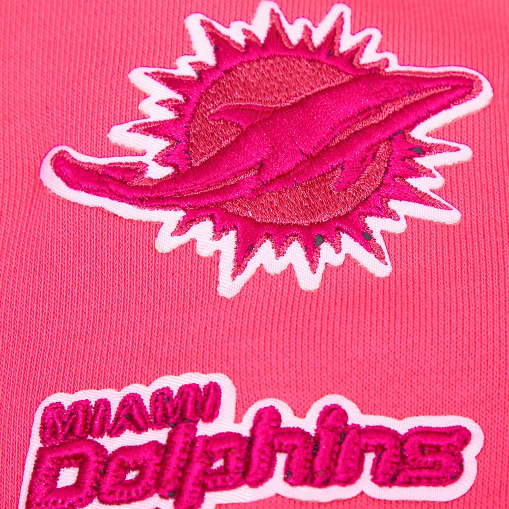 Miami Dolphins Pro Standard Women's Triple Pink Cropped Fleece Pullover Hoodie Pink - NFL