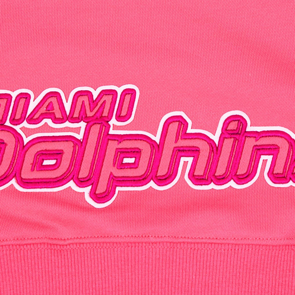Miami Dolphins Pro Standard Women's Triple Pink Cropped Fleece Pullover Hoodie Pink - NFL