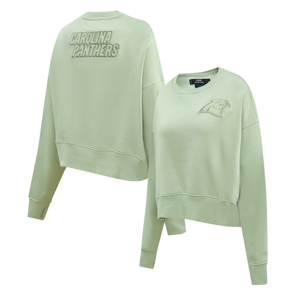 Carolina Panthers Pro Standard Women's Oversized Cropped Neutral Pullover Sweatshirt Light Green - NFL