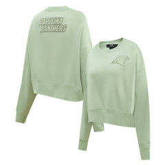 Carolina Panthers Pro Standard Women's Oversized Cropped Neutral Pullover Sweatshirt Light Green - NFL